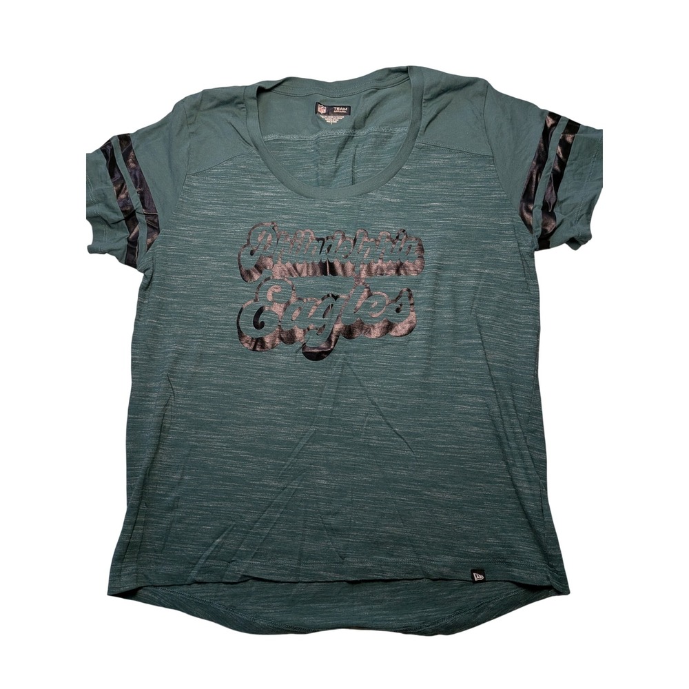 NFL Team Apparel Philadelphia Eagles Womens Green Foil Graphic T-Shirt Large